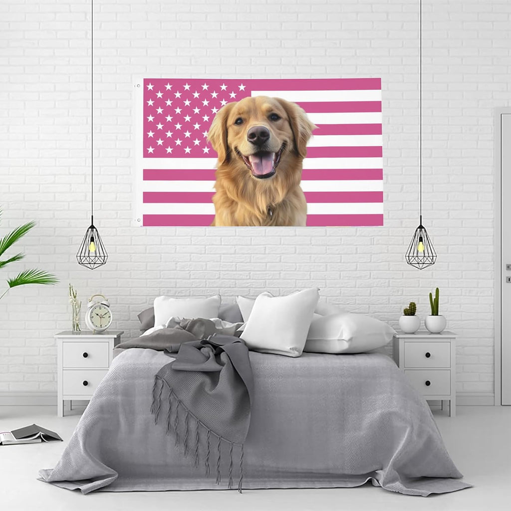 Custom Pink America Flag 3X5 Ft Personalized Flags Design Your Image Funny Tapestry Poster For Decorate Clubs Concerts Bars University Dormitories Living Rooms Bedrooms