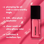 e.l.f. Glow Reviver Plumping Lip Oil, Tinted Lip Plumper For A High-Shine, Plump Finish, Infused With Jojoba Oil, Vegan & Cruelty-Free, Papayarazzi