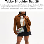 COACH Cherry Embroidered Denim Tabby Shoulder Bag 26