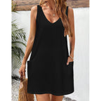 Zeagoo Womens Summer Dress 2026 Loose V Neck Sleeveless Sundresses Swimsuit Coverup With Pockets Floral Tank Dresses