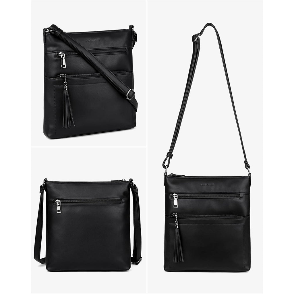MASINTOR Crossbody Purses for Women, Multi Pocket Casual Crossbody Bag, Adjustable Strap Shoulder Bag with Tassel