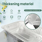 Ylt Wax 9X13 Disposable Aluminum Foil Pans With Clear Lids (10 Pack), Durable Half Size Deep Extra Heavy Duty Food Containers For Baking, Cooking, Roasting, Heating Or Steam Table
