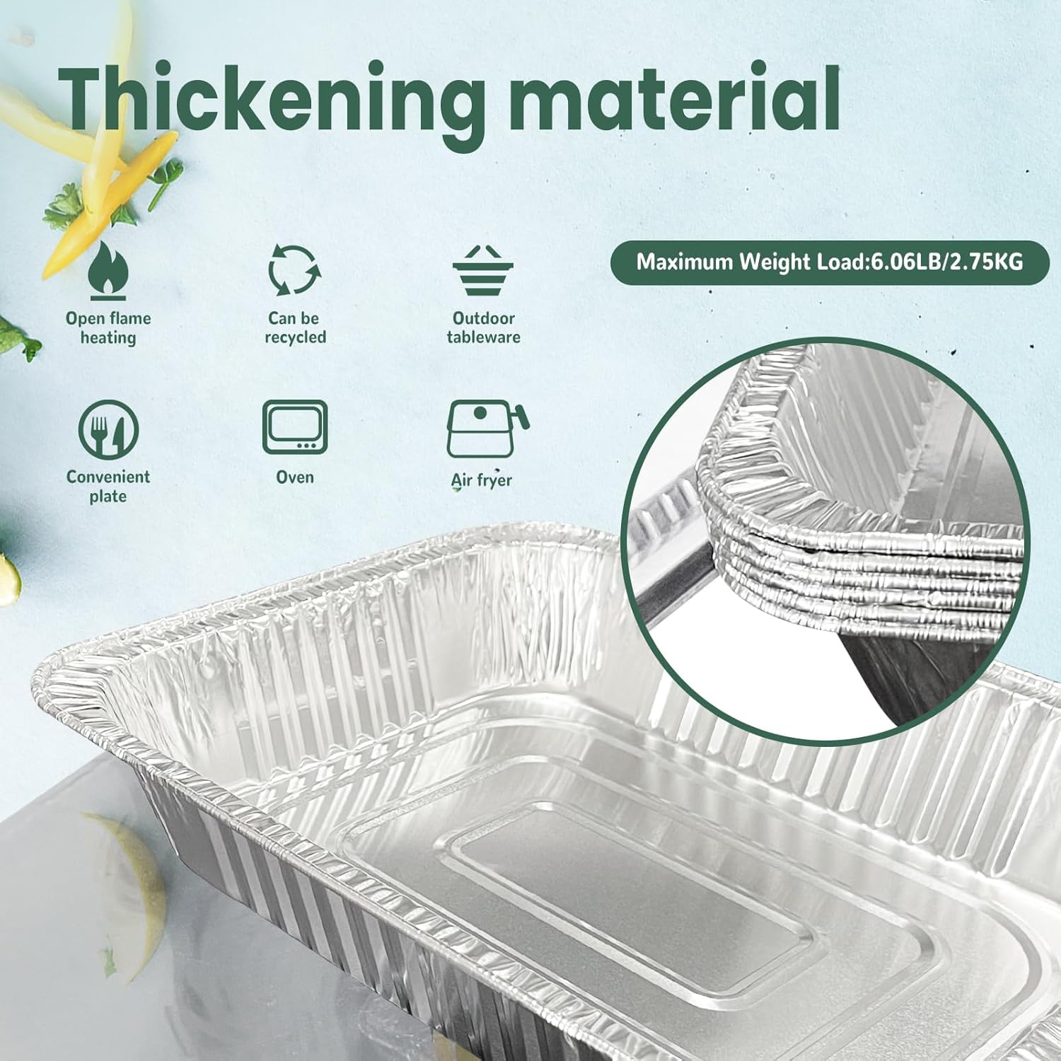 Ylt Wax 9X13 Disposable Aluminum Foil Pans With Clear Lids (10 Pack), Durable Half Size Deep Extra Heavy Duty Food Containers For Baking, Cooking, Roasting, Heating Or Steam Table