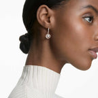 SWAROVSKI Una Pierced Drop Earrings with Dancing Crystal and Matching Pavé on a Rose-Gold Tone Finish Setting, Part of the Swarovski Una Collection