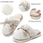 Cute Women'S Memory Foam House Slippers - Fuzzy Plush Faux Fur Slippers With Bow Butterfly Tie - Anti-Skid Indoor/Outdoor Gifts For Women, Moms & Ladies
