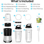 Consciot CB08 11-Piece Blender for Kitchen and Personal Size, Blend Shakes and Smoothies, Frozen Drinks, Baby Food, Spreads & More, 3 Portable To-Go Cups & 2 Spout Lids & 1 Solid Lid, 900 Peak Watts