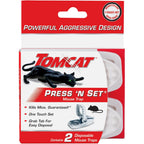 Tomcat Press 'N Set Mouse Trap, 4-Pack (8 Traps) | Plastic Spring-Loaded Mouse Killer With Grab Tab, 4 Packages Each With 2 Traps