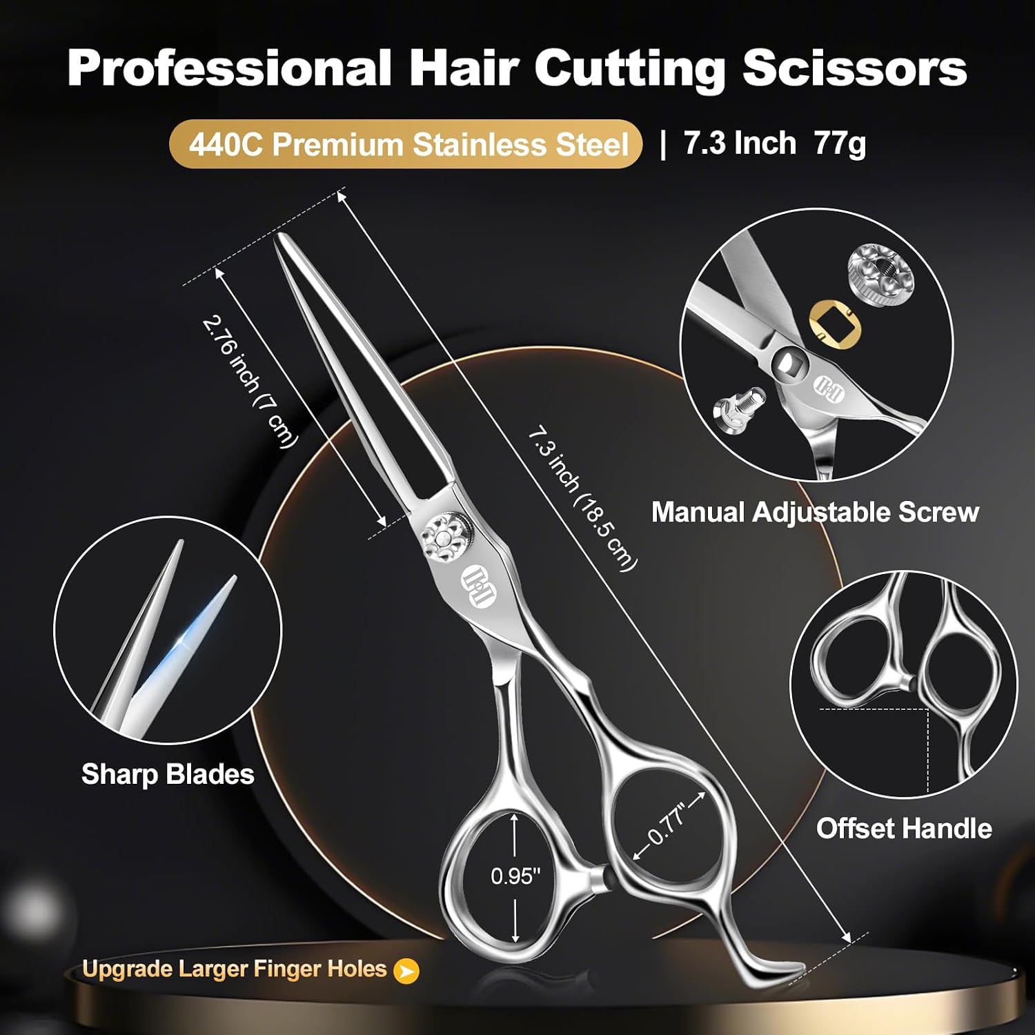 Professional Hair Cutting Scissors Shears Kit, 440C 7 Inch Barber Haircut Scissors Set (Hair Beard Trimming Haircutting Thinning Shears) For Hairdressing Stylist Hairdresser Salon Home