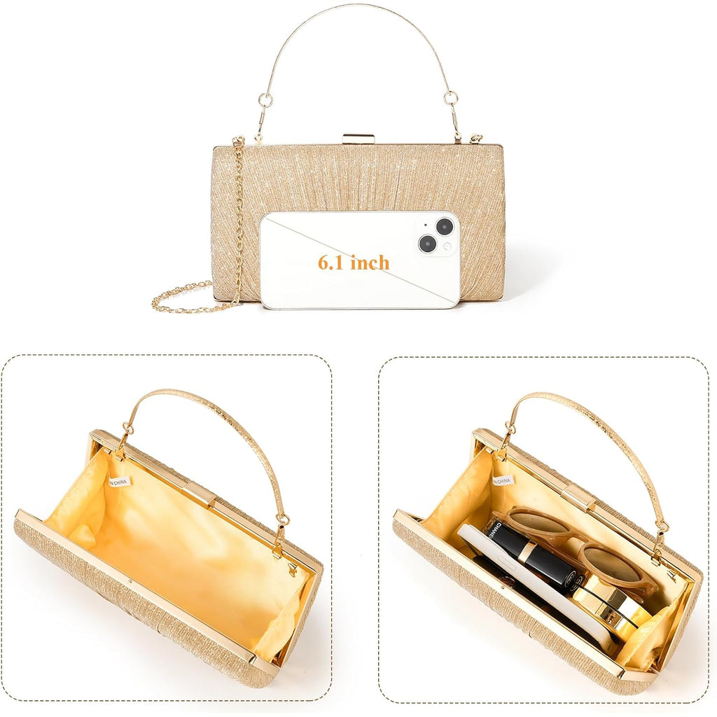 Kseymeir Clutch Purses for Women Pleated Evening Handbag with Chain Prom, Cocktail, and Wedding | Pleated, with Chain, Prom, Cocktail, Wedding