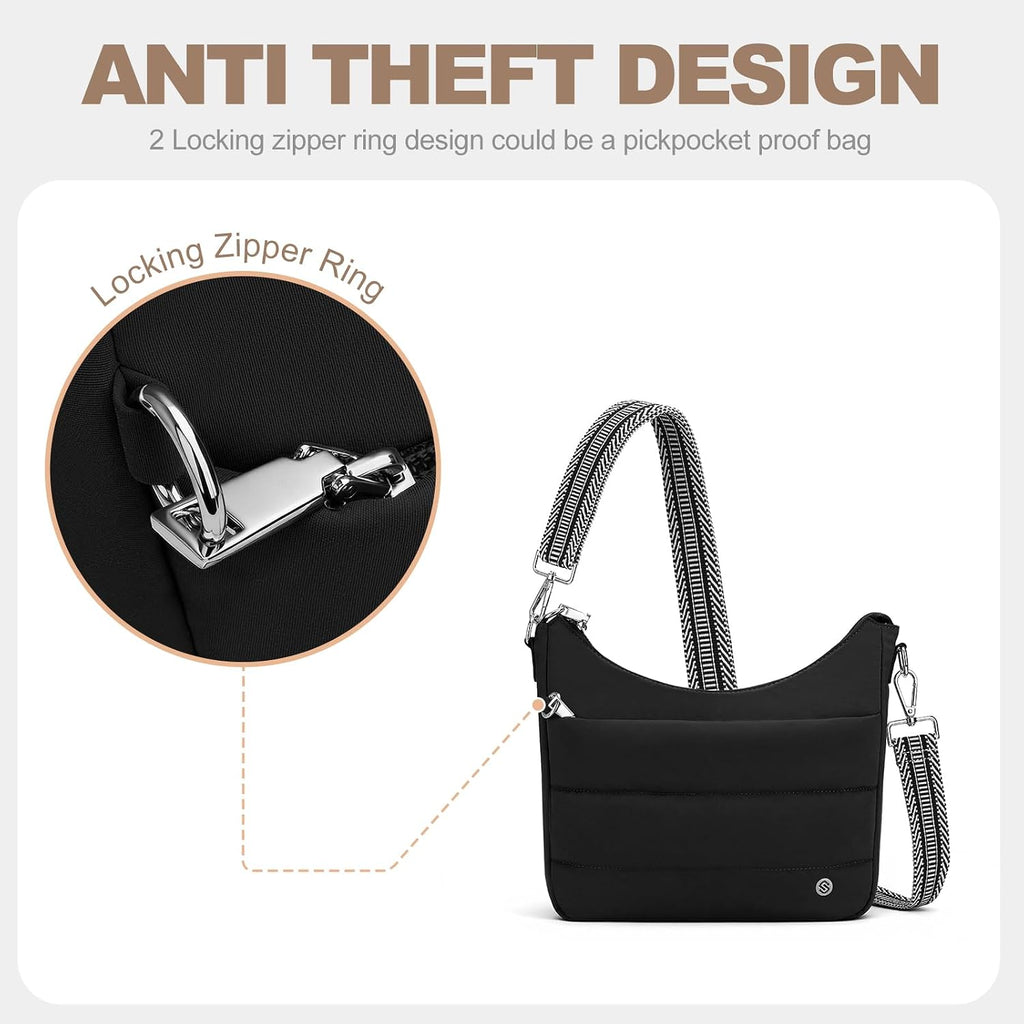 Anti Theft Crossbody Purse Hobo Crossbody Bags For Women, Quilted Puffer Bag Slouchy Built-In Wallet & Rfid Blocking
