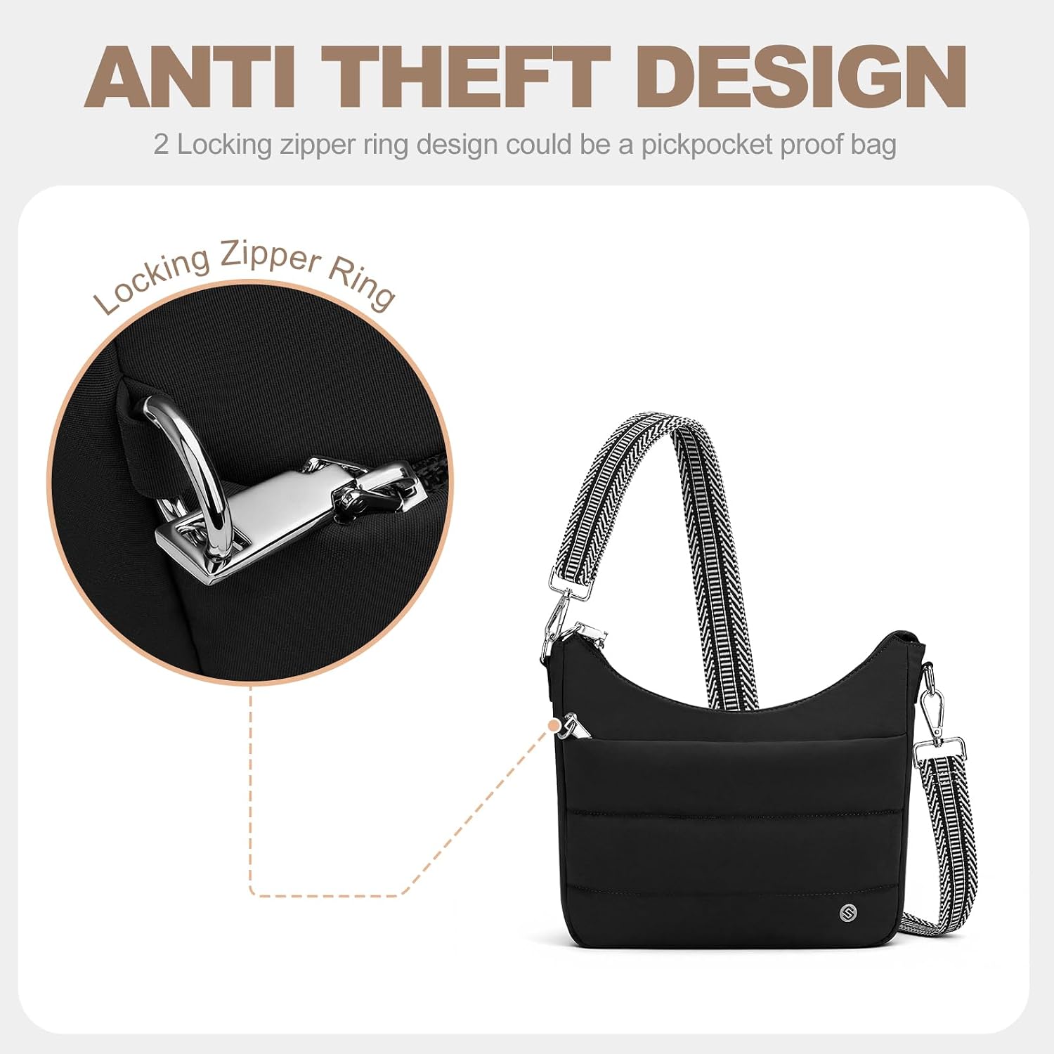 Anti Theft Crossbody Purse Hobo Crossbody Bags For Women, Quilted Puffer Bag Slouchy Built-In Wallet & Rfid Blocking