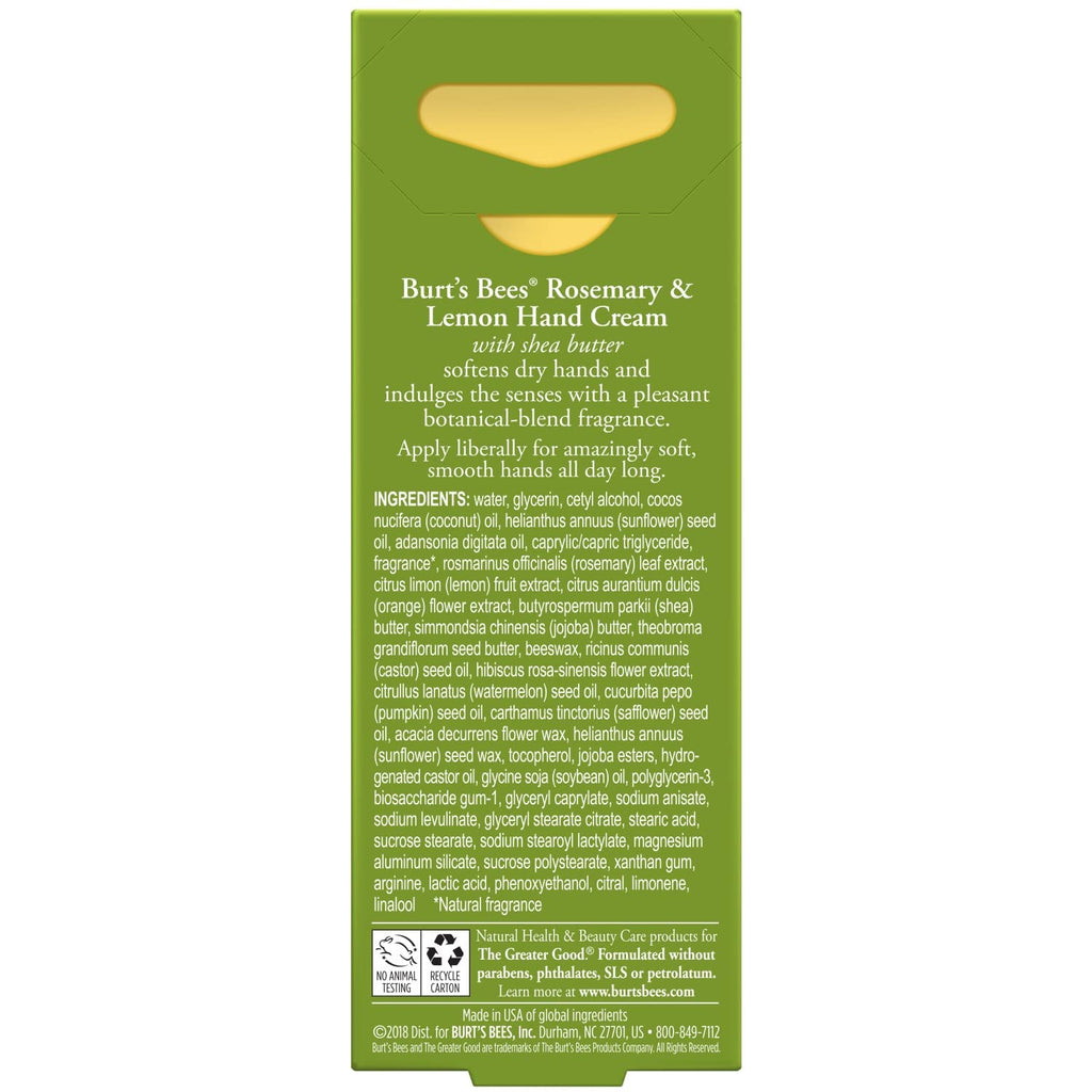 Burts Bees Rosemary & Lemon Hand Cream with Shea Butter, 1 Oz (Package May Vary)