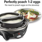 Hamilton Beach 3-In-1 Electric Hard Boiled Egg Cooker | Soft, Medium Or Hard Boiled Eggs | Egg Poacher | Omelet Maker |Vegetable Steamer | Holds 14 Eggs | Black | 25508G