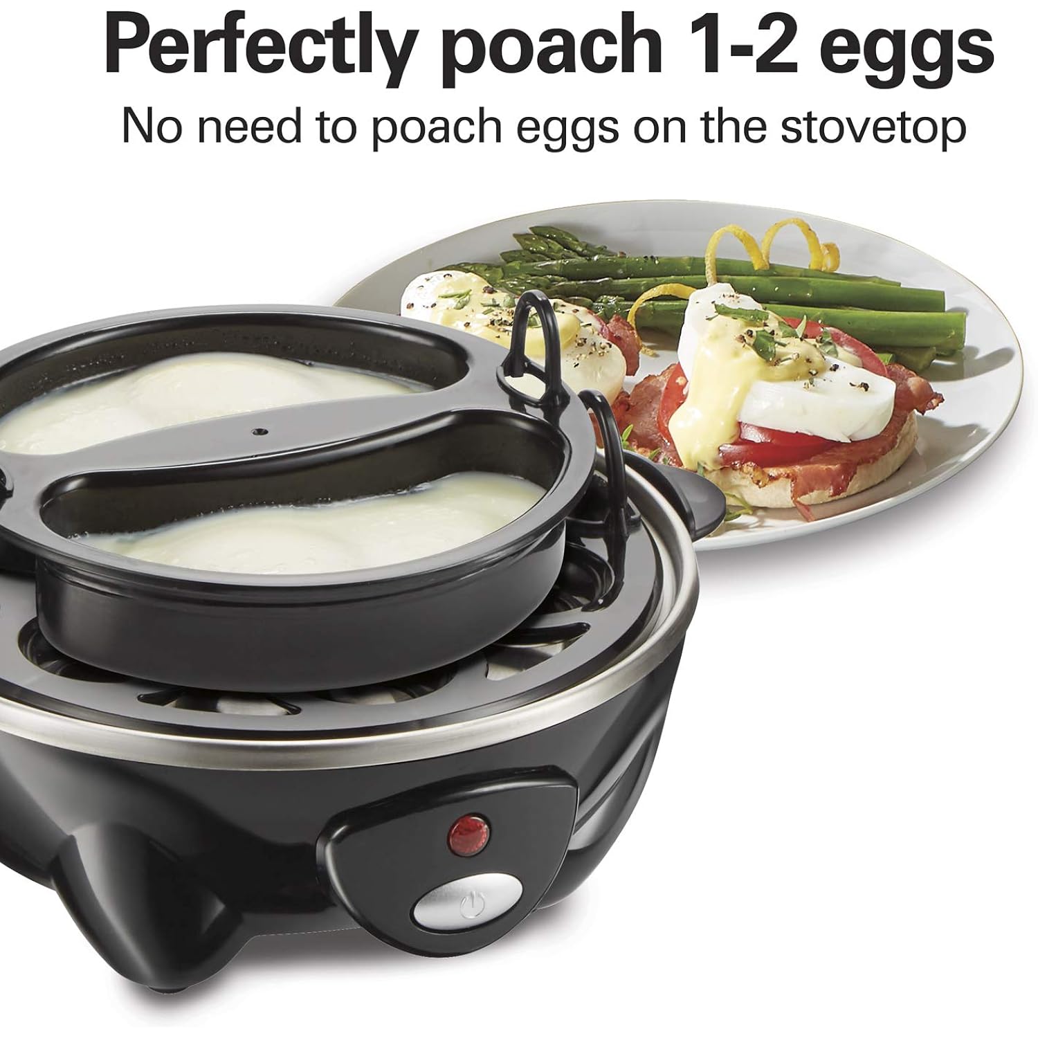 Hamilton Beach 3-In-1 Electric Hard Boiled Egg Cooker | Soft, Medium Or Hard Boiled Eggs | Egg Poacher | Omelet Maker |Vegetable Steamer | Holds 14 Eggs | Black | 25508G