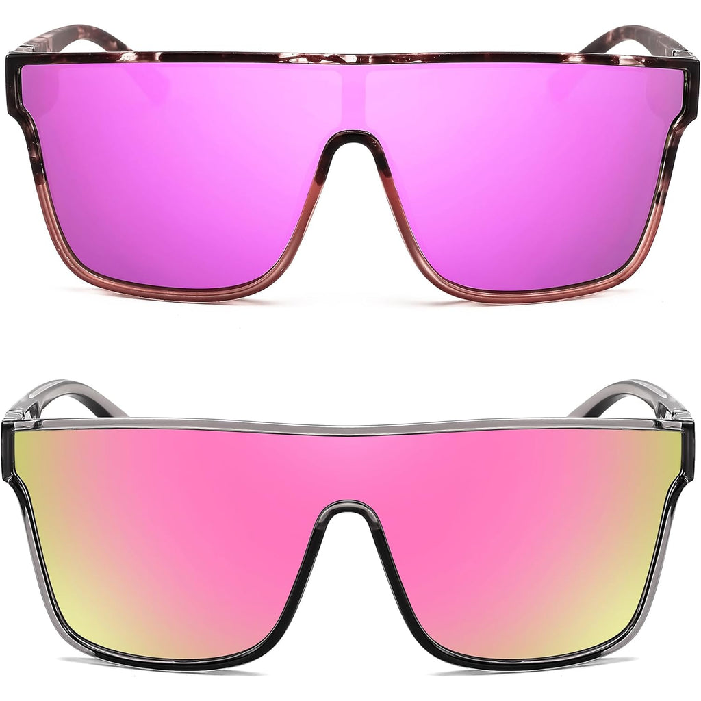 FEISEDY Sunglasses for Women Men, Fashion Mirrored Single Lens, Driving Beach Sunnies UV400 Shades B2996
