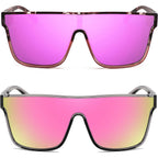 FEISEDY Sunglasses for Women Men, Fashion Mirrored Single Lens, Driving Beach Sunnies UV400 Shades B2996