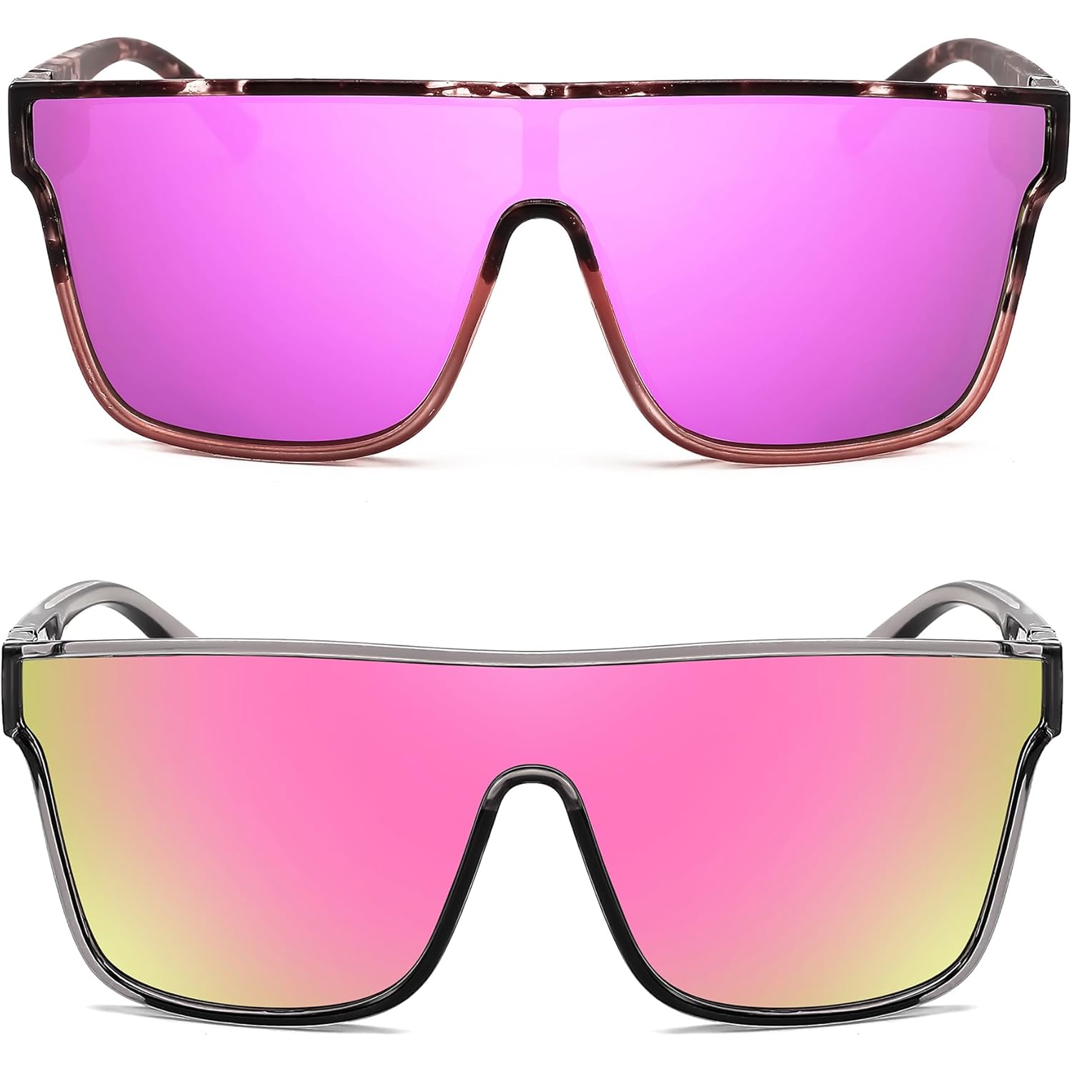 FEISEDY Sunglasses for Women Men, Fashion Mirrored Single Lens, Driving Beach Sunnies UV400 Shades B2996