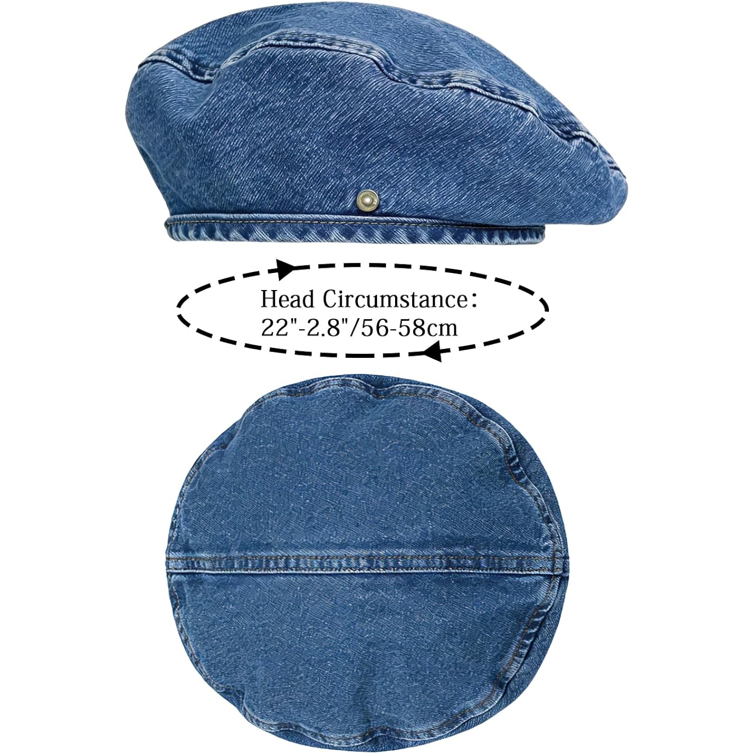 Women Denim Cotton Beret Hat Strap Artist Hat