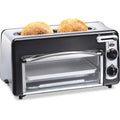 Hamilton Beach 2-In-1 Countertop Toaster Oven & Long Slot 2 Slice Toaster | Versatile Toasting & Baking | Auto Shut Off | Shade Selector & Temperature Control |Compact Retro Design | Black | 22725