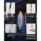 Halloween Decorations Outdoor - 5 Ft Large Hanging Swing Ghost Halloween Decor With String Lights, Spooky Cute Ghosts Decorations For Front Porch Yard Tree