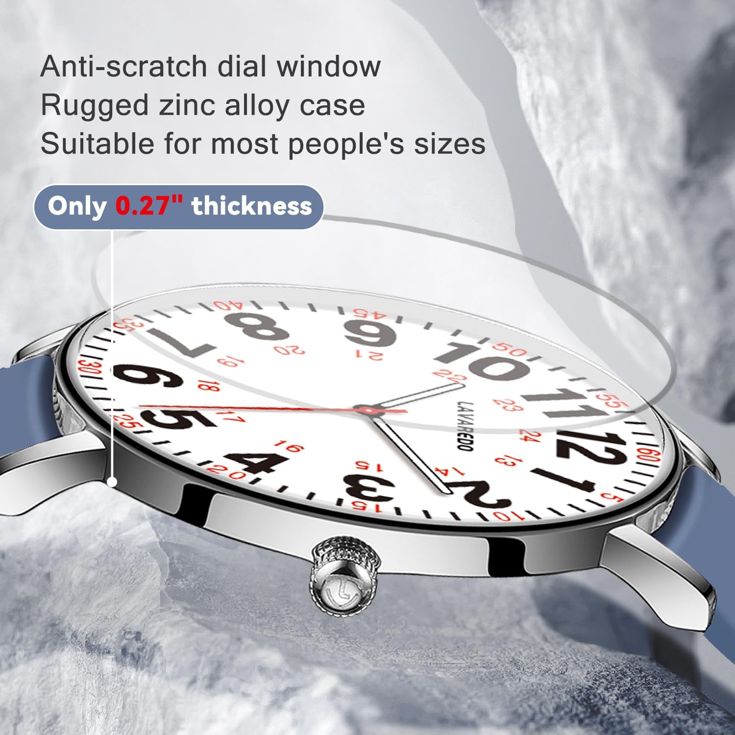 Nurse Watch For Nurses Doctors Women Men,Waterproof Analog Watches With Luminous Dial And Japanese Quartz Movement,Easy To Read Military Time Watch With Second Hand, 12/24 Hours,Silicone Band