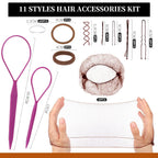 Teenitor Brown Bobby Pins Hair Pins Hair Net Kit, 11 Styles Bobby Pins For Women U Shaped Hair Pins, Hair Nets For Buns Spiral Pins, Hair Ties Hair Styling Tools For Women Girls Dance Ballet Brown