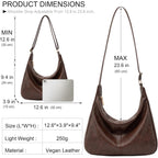 Hobo Bags for Women Foldable Vegan Leather Shoulder Handbag Slouchy Tote Crossbody Purses