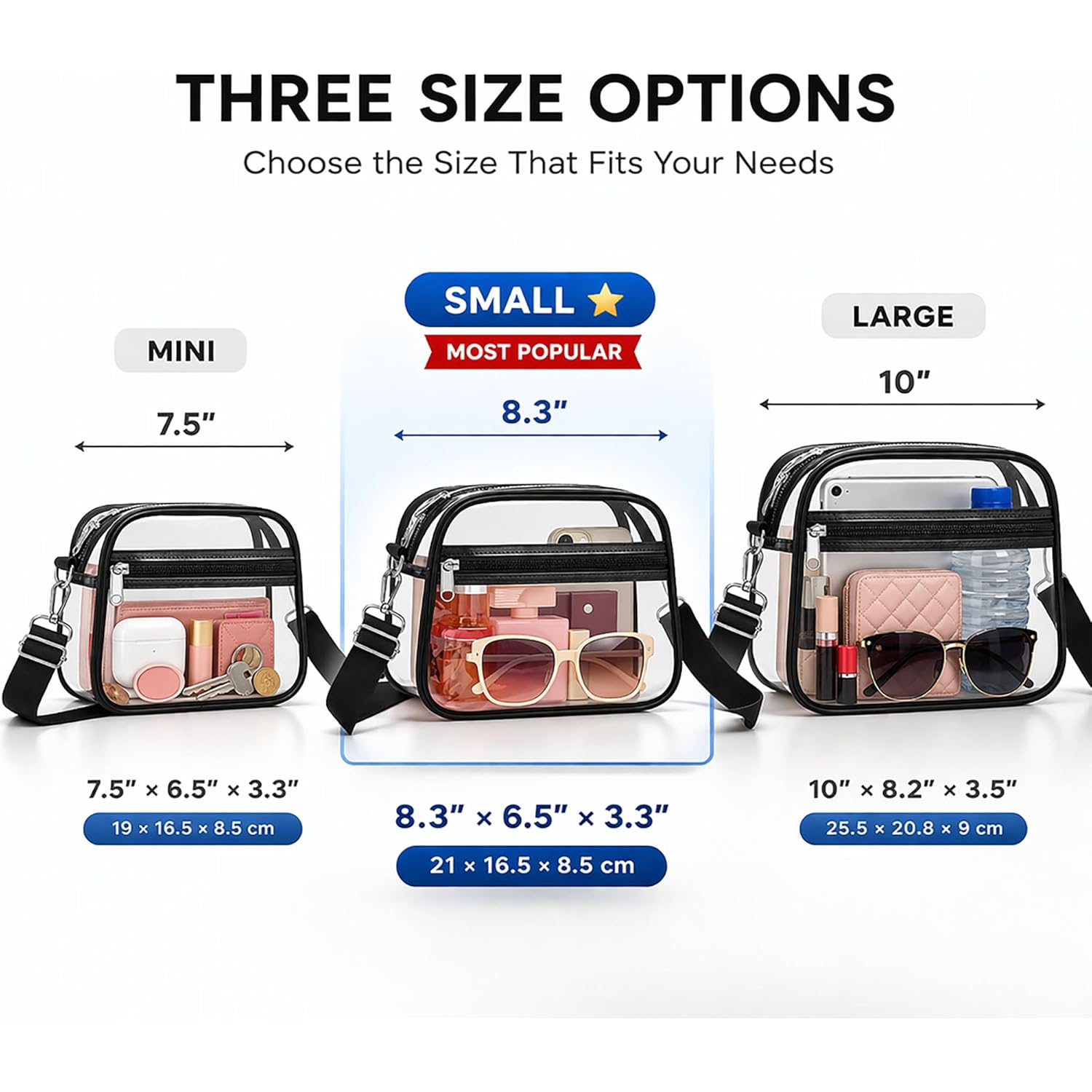 Oraben Clear Bag for Stadium Events Clear Purse Stadium Bag Satchel Handbags for Sports Events Concerts Festivals | Stadium Approved, Waterproof, Stylish, Sturdy