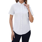 Button Down Shirts for Women Oxford Shirt Short Sleeve Wrinkle Free Dress Shirts Work Business Office Blouse