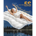 Kayfia Full Mattress Topper, Thick Mattress Pad For Back Pain Relief, White