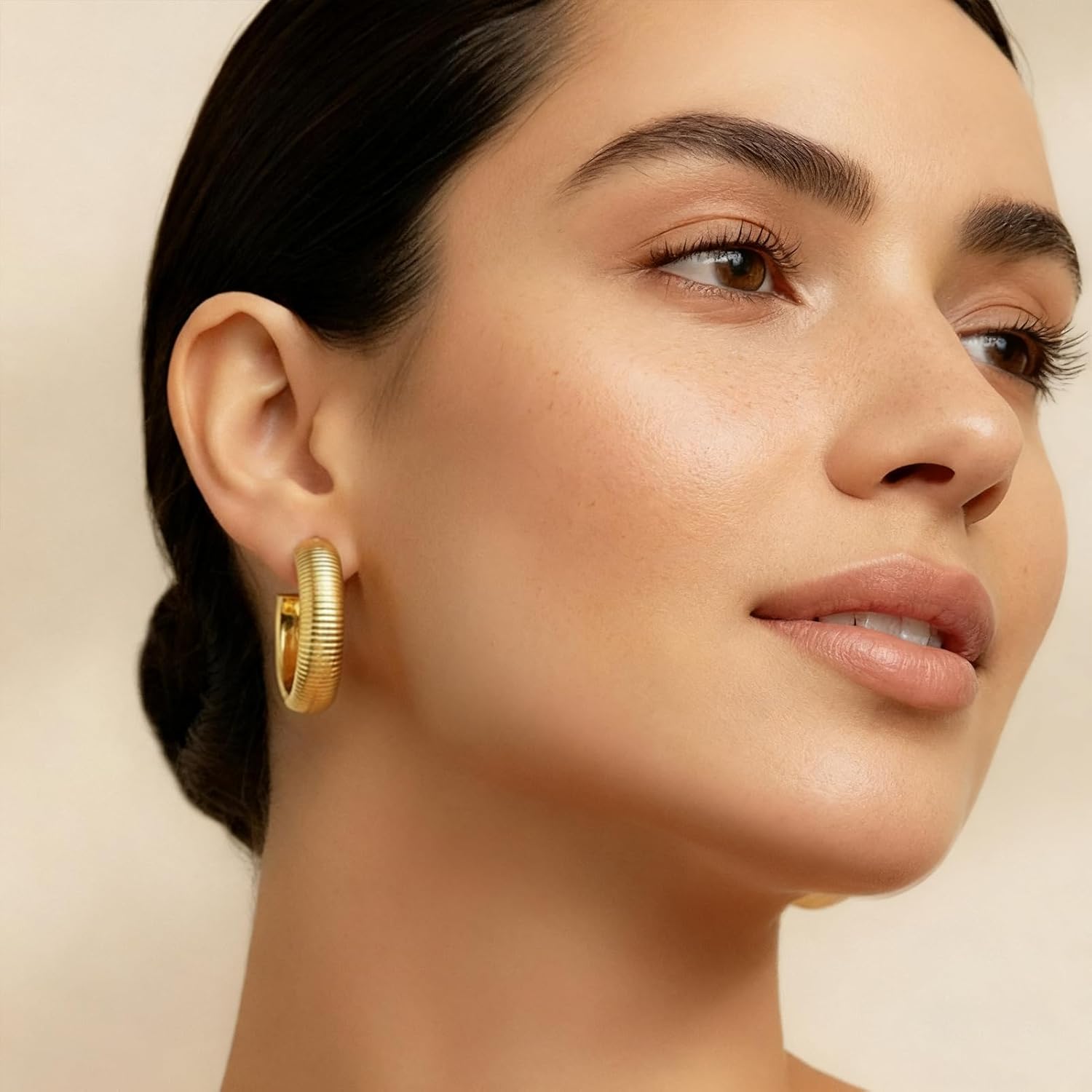 Chunky Gold Hoop Earrings for Women: 9 Pairs 14k Gold-Plated Resin Hoop Earrings, Thick Open Twisted Huggie Hoops Fashion Jewelry Gifts