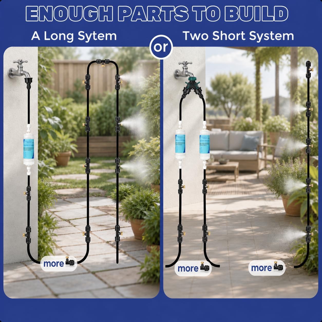 120Ft Misters For Outside Patio, Outdoor Misting Cooling System With 28 Brass Nozzles & 2 Water Filters, Diy Misting Kit For Backyard Garden Greenhouse Deck Umbrella Canopy Pool Porch Trampoline