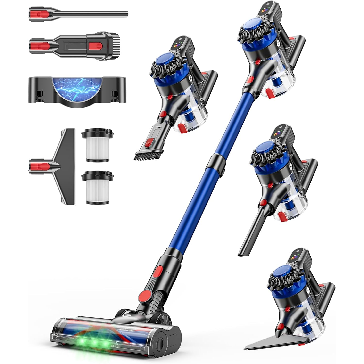 Kardv Cordless Vacuum Cleaner, 500W/40Kpa Vacuum Cleaners For Home, 60Mins Stick Vacuum With Led Display, Anti-Tangle & Wall Mount Charging, 8 In 1 Lightweight Vacuum For Hard Floors Carpet Pet Hair