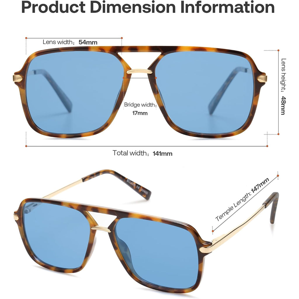 Sojos Aviator Sunglasses For Women & Men, Square, Designer, Polarized, Double Bridge Pilot,90S Retro Shades Sj2229