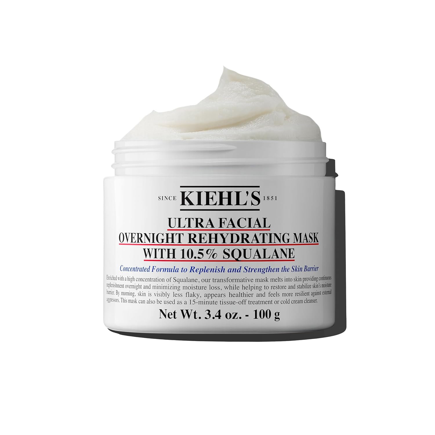 Kiehl'S Ultra Facial Overnight Hydrating Face Mask With 10.5% Squalane, Deeply Hydrates Skin & Strengthens Moisture Barrier, Treats Dryness & Flaky Skin, Paraben-Free, Fragrance-Free, All Skin Types
