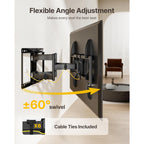 monTEK Heavy Duty TV Wall Mount for 37-90 inch TV up to 165lbs, 4X Load Tested, Full Motion with Dual Articulating Arms, Tool-Free Tilt, Swivel & Extend, VESA 200x100 to 600x400, Fits 12“/16" Studs