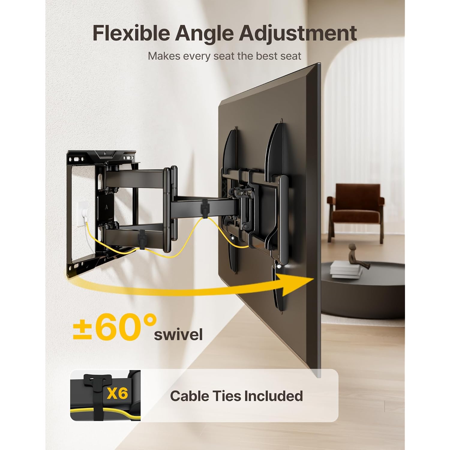 monTEK Heavy Duty TV Wall Mount for 37-90 inch TV up to 165lbs, 4X Load Tested, Full Motion with Dual Articulating Arms, Tool-Free Tilt, Swivel & Extend, VESA 200x100 to 600x400, Fits 12“/16" Studs