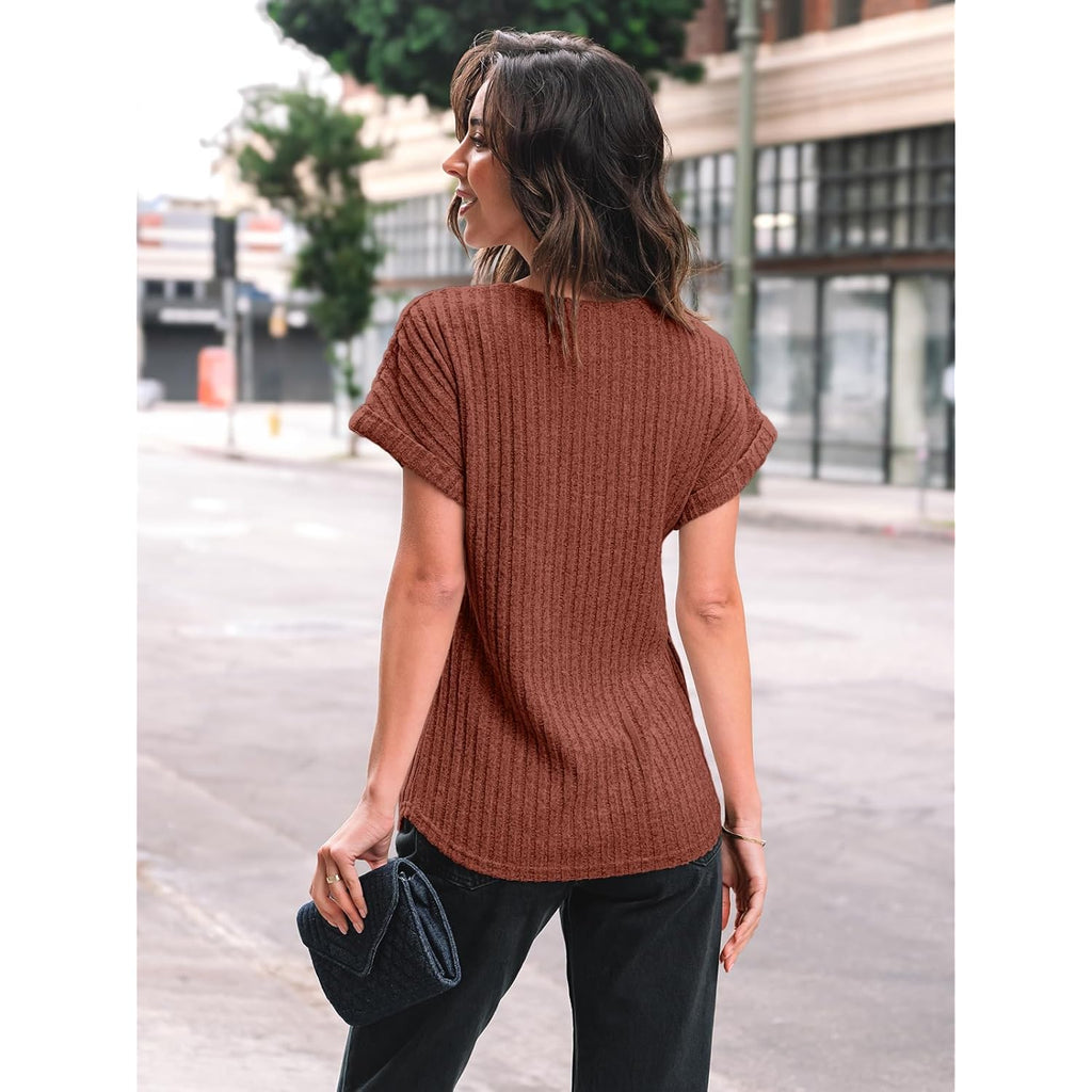 Women Summer Tops 2026 Spring Sweaters Dressy Casual Short Sleeve Shirts Business Blouses