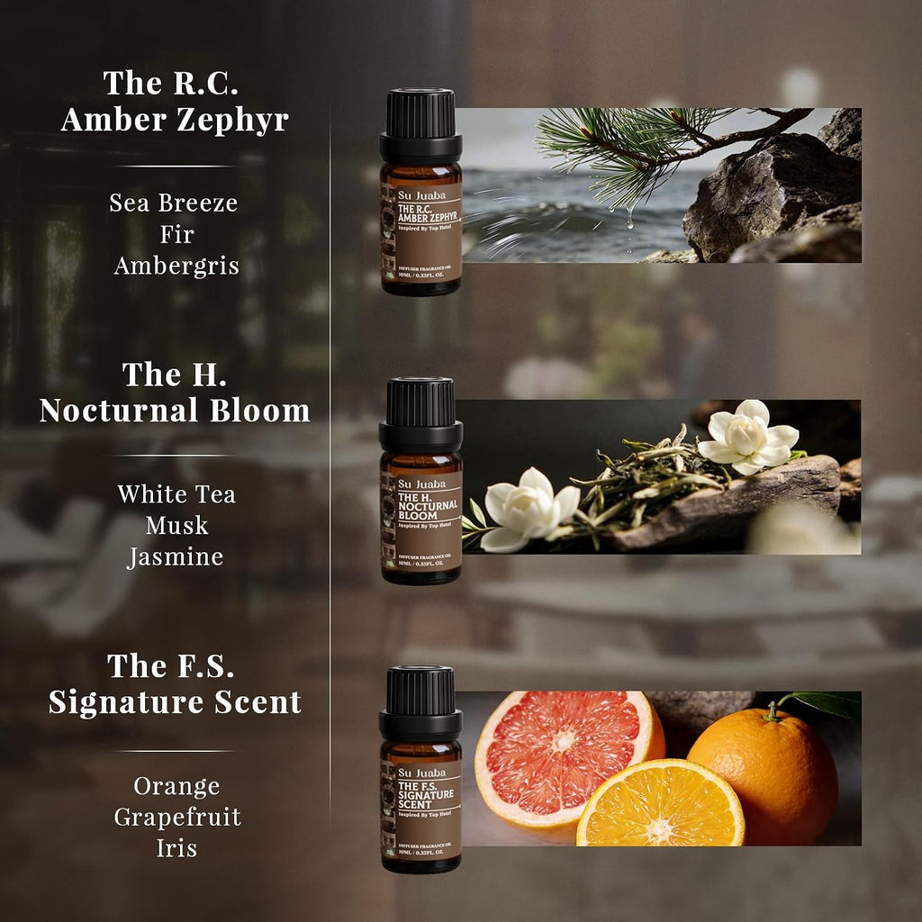 Su Juaba Hotel Collection Diffuser Oil Gift Set For Diffusers & Diy | Fragrance Oil Set,Luxury Scents Inspired By Iconic Hotels For Diffusers For Home,And Diy Crafting 6 Pack - 10 Ml/0.33 Fl Oz