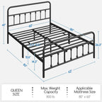 Yaheetech Queen Bed Frame With Headboard, Victorian Vintage Black Iron