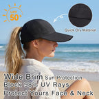 Large Wide Brim Baseball Sun Hats For Women Mesh Quick Dry Sports Hat Outdoor Travel Beach Ponytail Cap