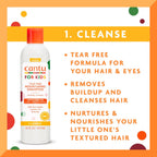 Cantu Care For Kids Haircare Regimen Set With Large Size Shampoo + Conditioner + Detangler + Leave-In Conditioner (Pack Of 4)
