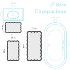 Luxury Microfiber Bathroom Rugs, White Bath Rug With Blue Scalloped Piping Cute Aesthetic Preppy Bath Mat For Bathroom, Tub, Floor Carpet, Sink, Shower, Anti Slip, Absorbent, 32X20