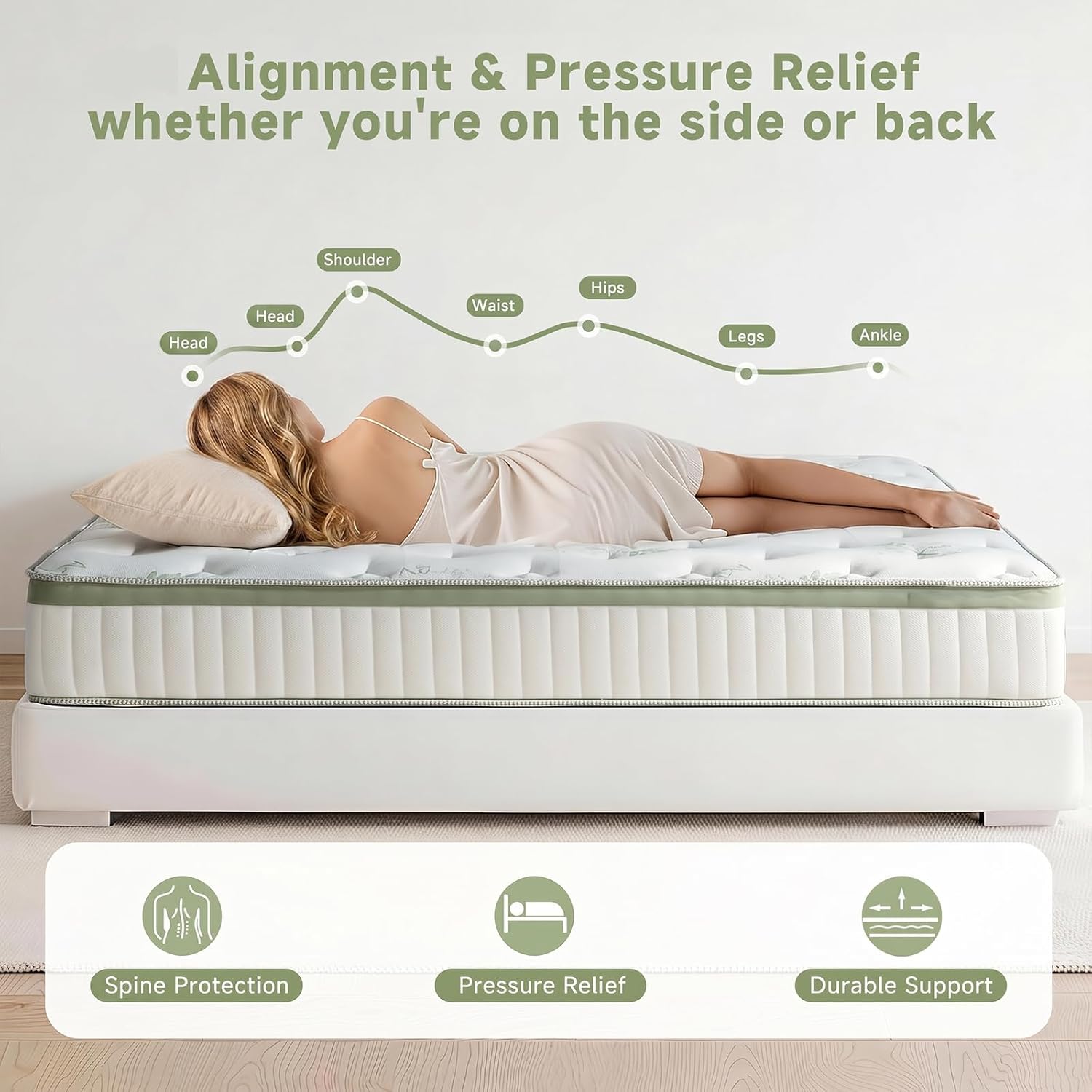 Queen Mattress 12 Inch,Medium Firm Hybrid Queen Size Mattress In A Box, Memory Foam With Individual Pocket Springs, Upgrade Zoned Support, Motion Isolation&Pressure Relief, Certipur-Us