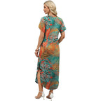 Wiholl Summer Dresses For Women Short Sleeve Maxi Dresses V Neck Sundress With Side Slit Pockets Casual Beach Dress