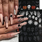 Halloween 5D Nail Stickers Skull Pumpkin Head Nail Art Supplies Nail Art Decoration (Halloween A)