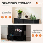 Sweetcrispy 8 Drawer Black Dresser For Bedroom Tall, Organizer Storage | Fabric Storage Tower, Chest Of Drawers With Steel Frame, Wood Top For Living Room, Closet