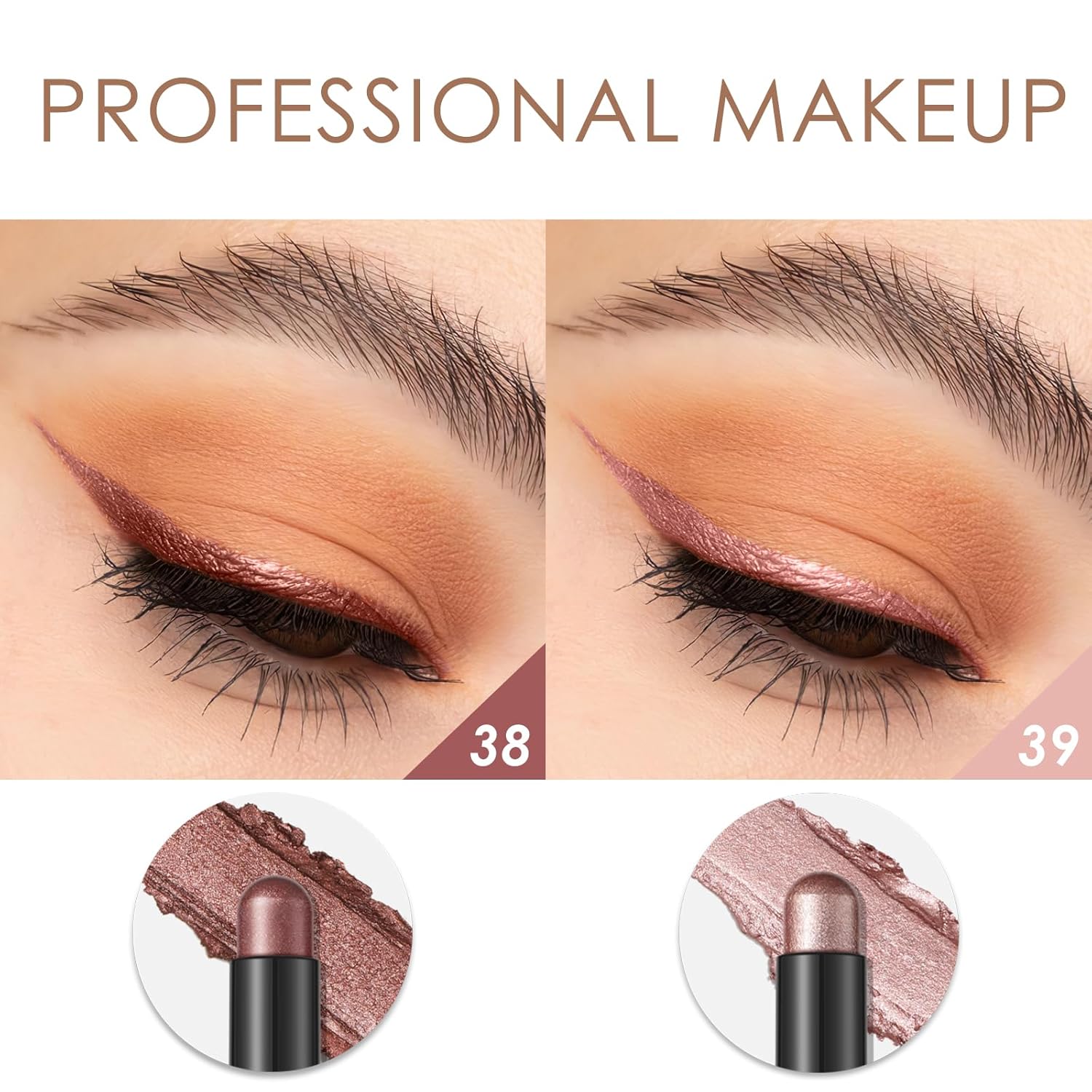 FOCALLURE 2 Pcs Cream Eyeshadow Stick,Brightener Eyeshadow Pencil Crayon,Highlighter Eye Shadow Stick Sets with Crease-proof Formula,Long Lasting Waterproof Eye Shadow Make Up,Silky Peach