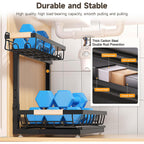 Sevenblue 2 Packs Under Sink Organizer, Height Adjustable 2 Tier Under Kitchen Sink Organizer, Multi-Purpose Storage Shelf for Kitchen Bathroom Cabinet