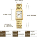 Holstour Watches For Women Vintage Bracelet Roman Dial Rectangular Case Gold Watch Waterproof With Tools